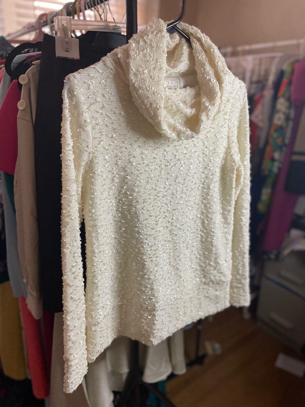 NWT Sail to Sable Ivory Cowl Neck Textured Sweater